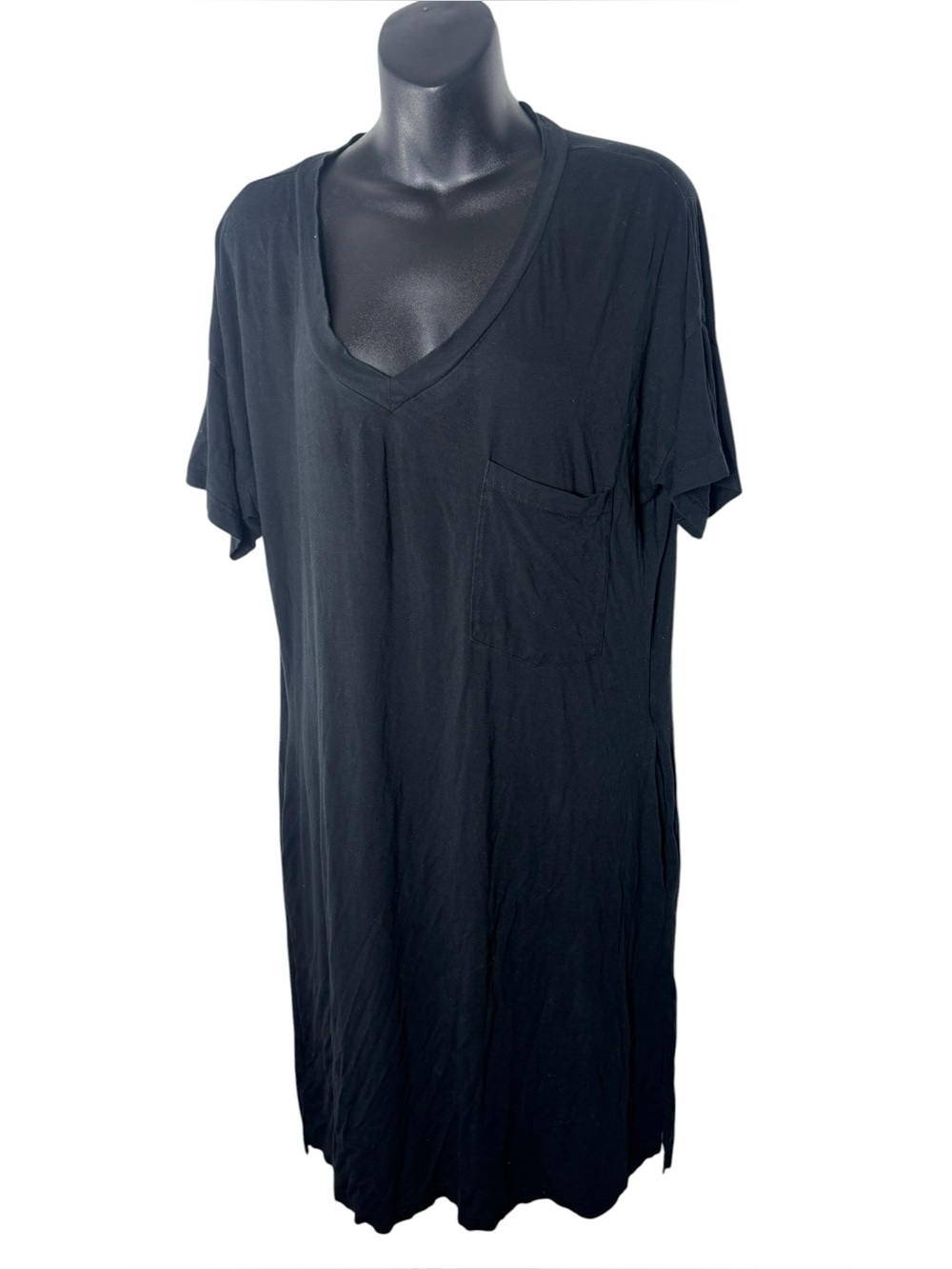 Kyte living women’s small black v neck sleep dress shirt bamboo capsule lounge